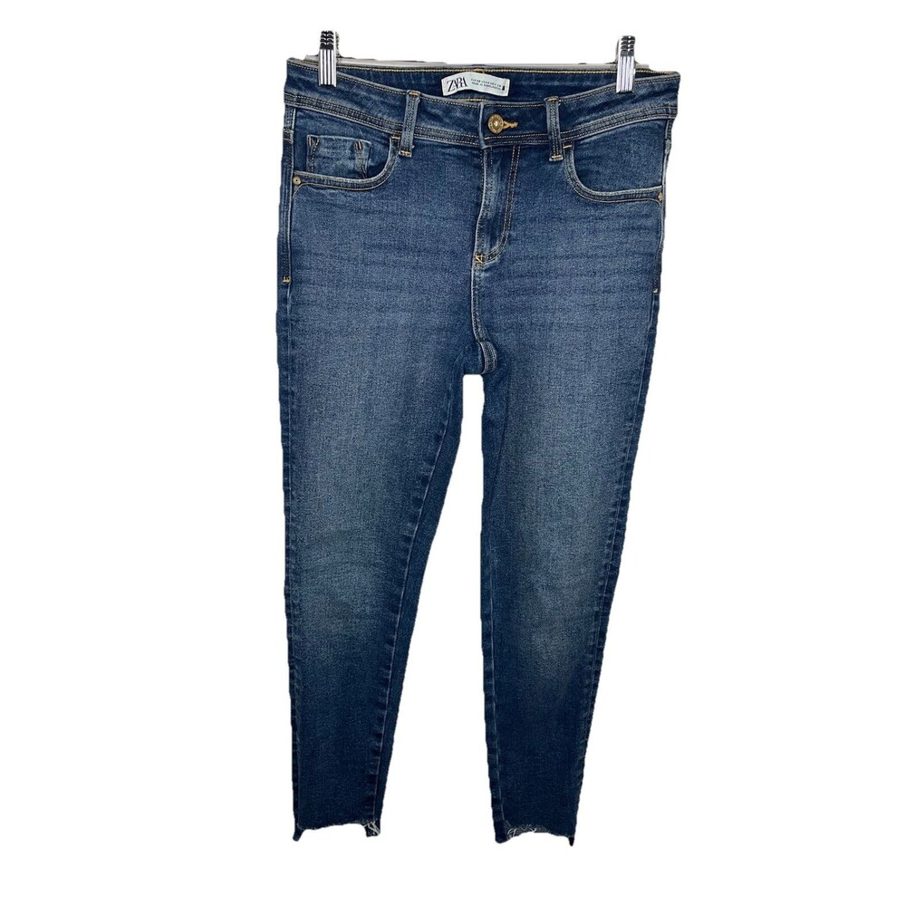 Zara Women's 6 Dark Wash Skinny Cropped Jeans Mid Rise Denim